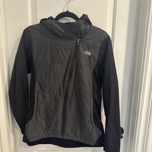 Women’s North Face Charcoal and Black Hooded Full Zip Soft Shell Jacket size M